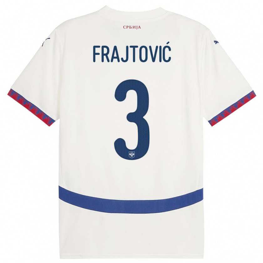 Kandiny Heren Servië Andela Frajtovic #3 Wit Uitshirt Uittenue 24-26 T-Shirt