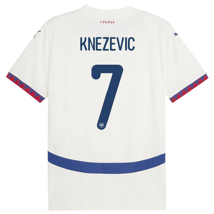 Kandiny Uomo Maglia Serbia Nikola Knezevic #7 Bianco Kit Gara Away 24-26 Maglietta