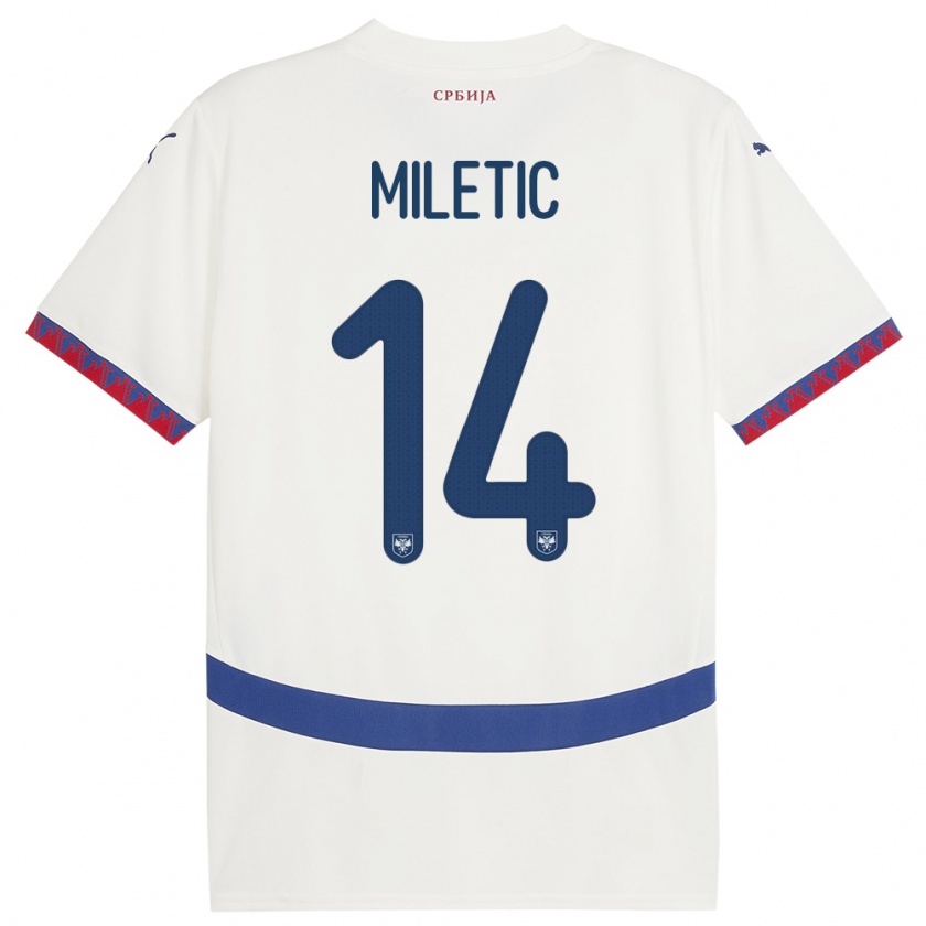 Kandiny Herren Serbien Vladimir Miletic #14 Weiß Auswärtstrikot Trikot 24-26 T-Shirt Österreich