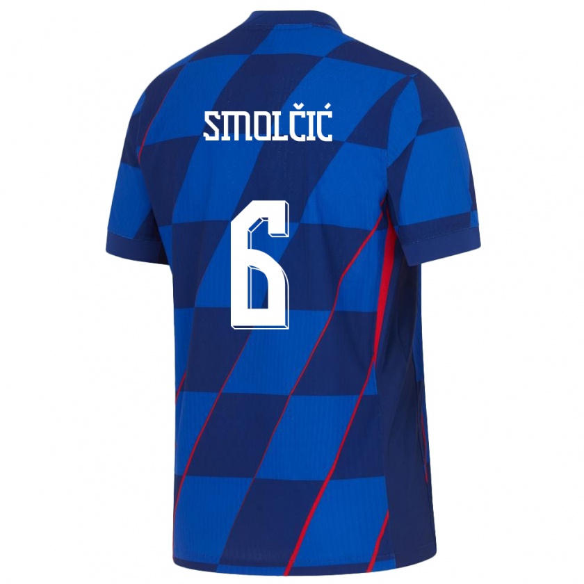 Kandiny Heren Kroatië Hrvoje Smolcic #6 Blauw Uitshirt Uittenue 24-26 T-Shirt