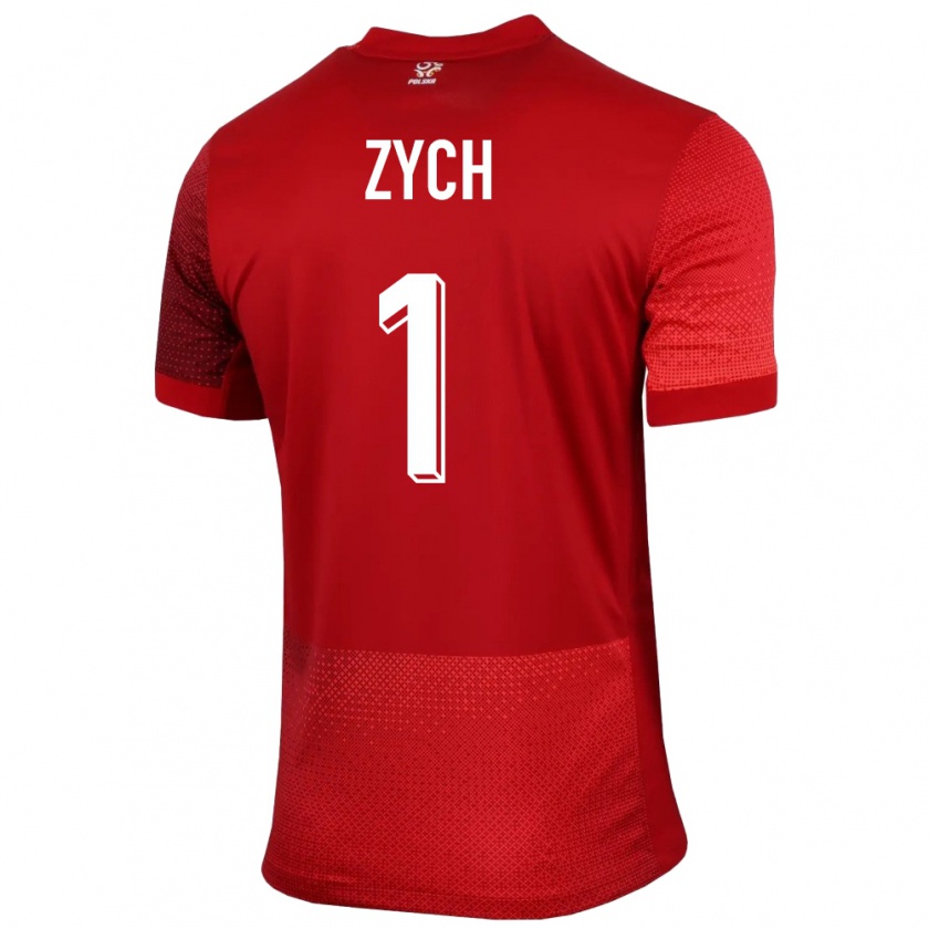 Kandiny Herren Polen Oliwier Zych #1 Rot Auswärtstrikot Trikot 24-26 T-Shirt Österreich