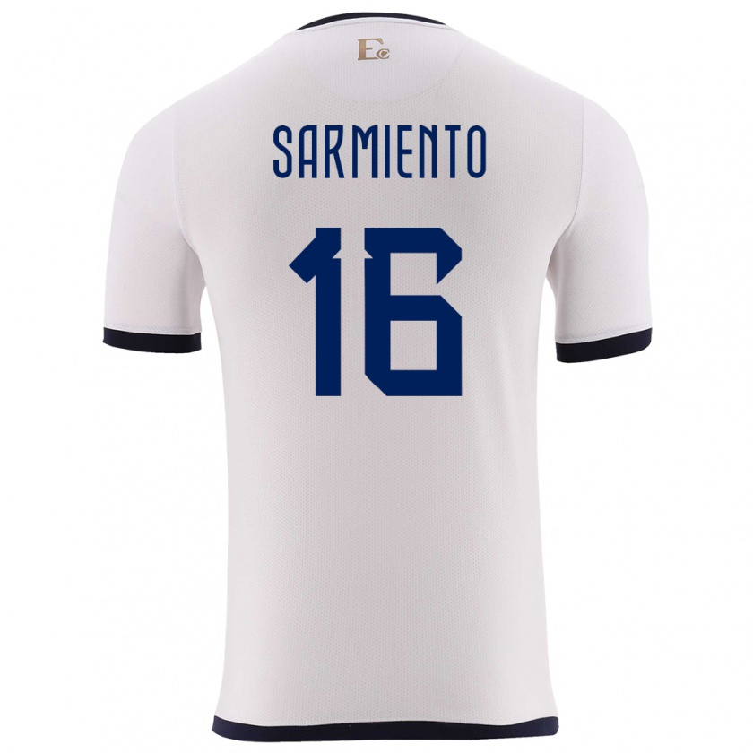 Kandiny Hombre Camiseta Ecuador Jeremy Sarmiento #16 Blanco 2ª Equipación 24-26 La Camisa