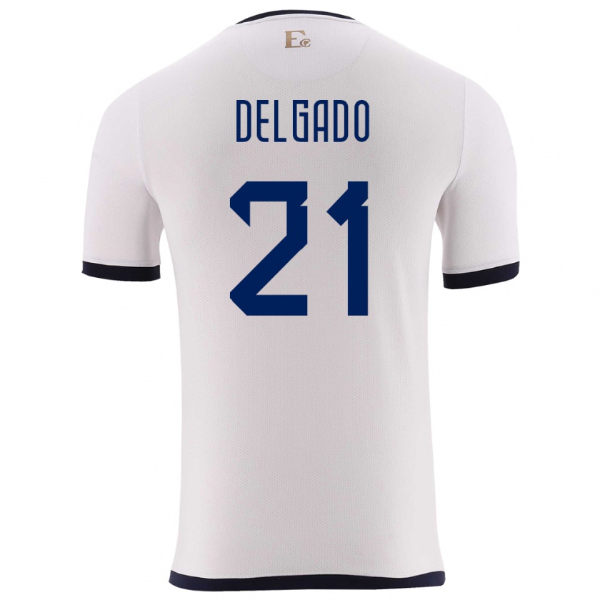 Kandiny Hombre Camiseta Ecuador Patrickson Delgado #21 Blanco 2ª Equipación 24-26 La Camisa