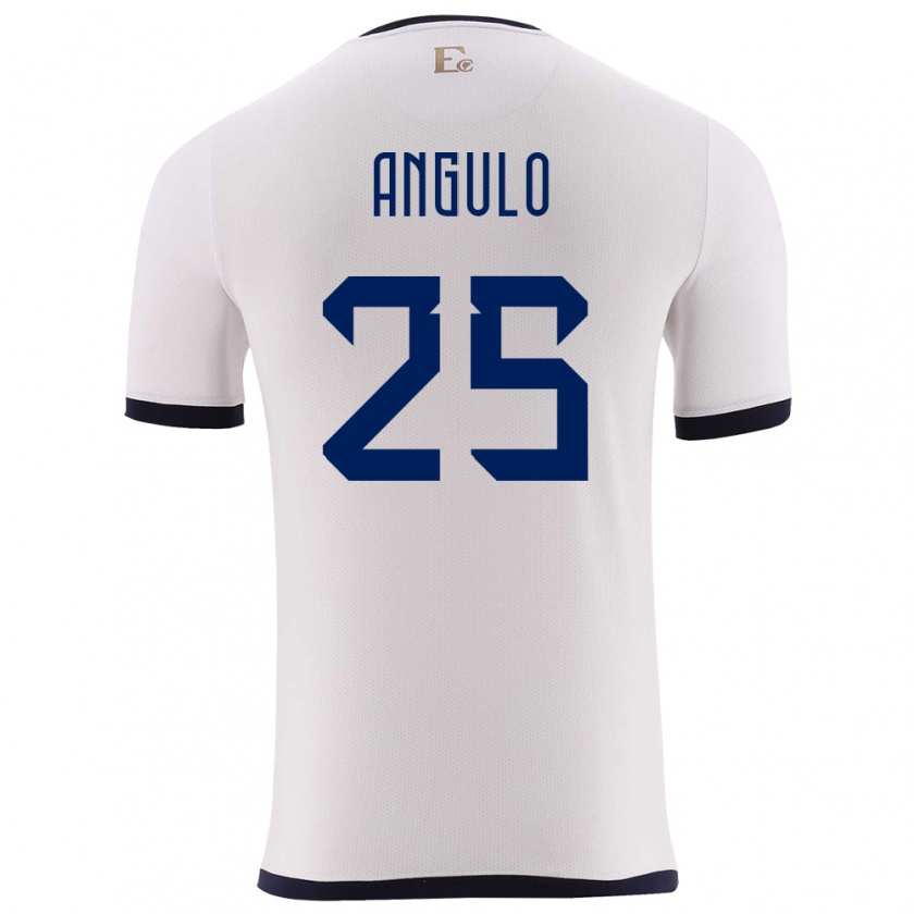 Kandiny Uomo Maglia Ecuador Nilson Angulo #25 Bianco Kit Gara Away 24-26 Maglietta