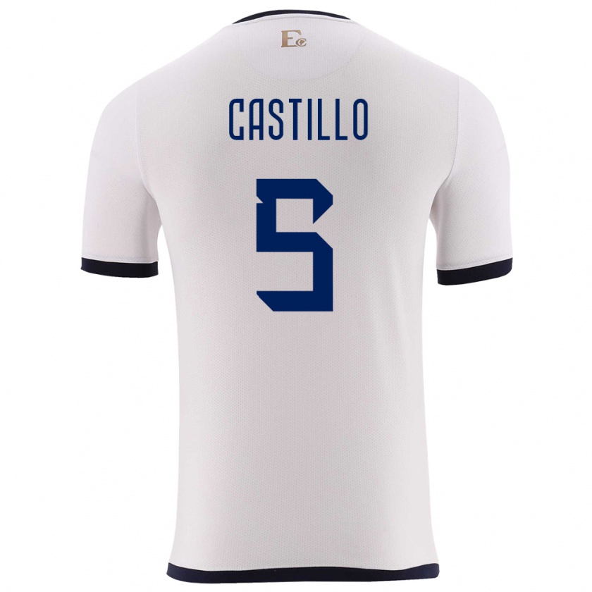 Kandiny Herren Ecuador Denil Castillo #5 Weiß Auswärtstrikot Trikot 24-26 T-Shirt Österreich