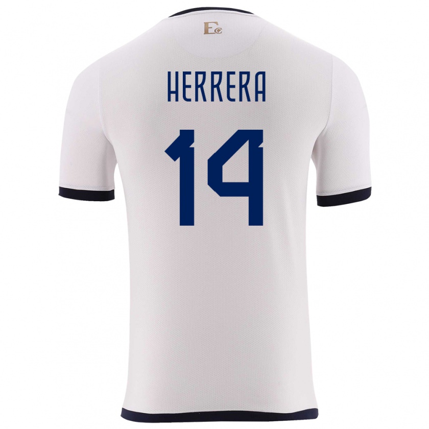 Kandiny Herren Ecuador Orlando Herrera #14 Weiß Auswärtstrikot Trikot 24-26 T-Shirt Österreich