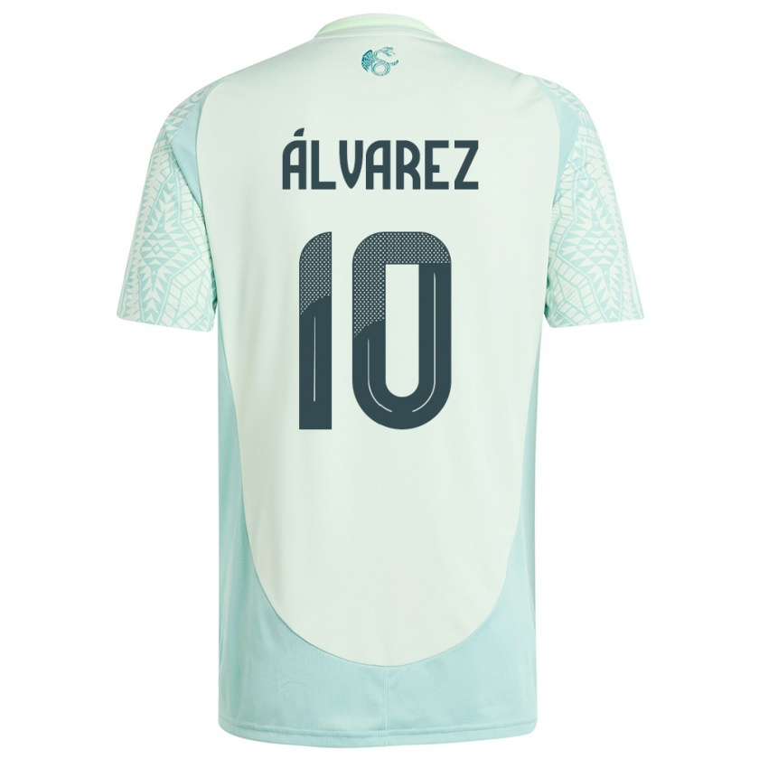 Kandiny Herren Mexiko Efrain Alvarez #10 Leinengrün Auswärtstrikot Trikot 24-26 T-Shirt Österreich