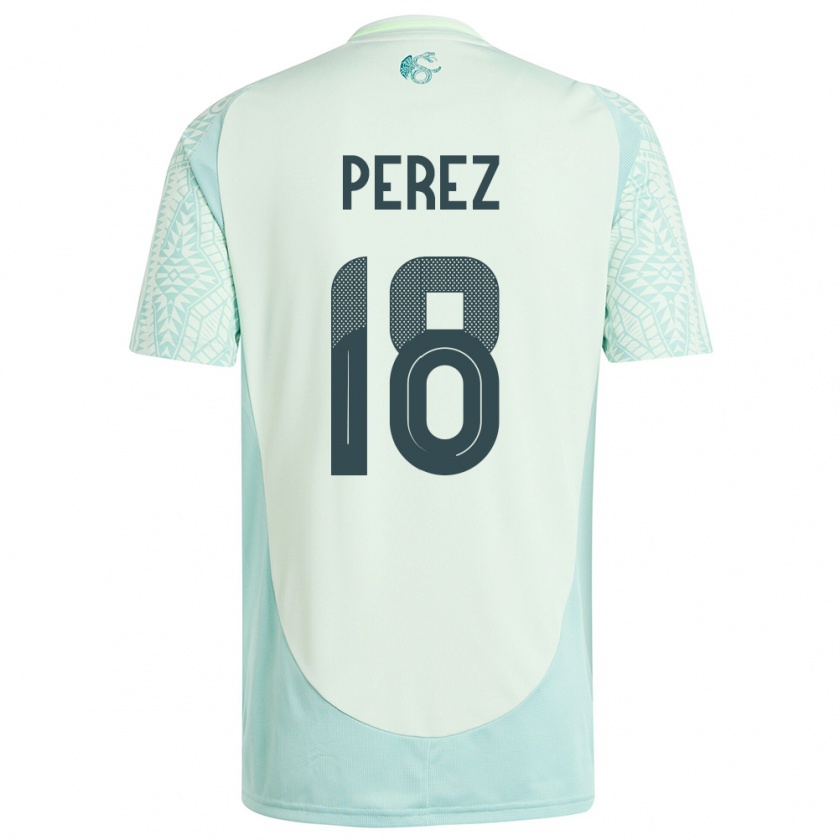 Kandiny Herren Mexiko Jonathan Perez #18 Leinengrün Auswärtstrikot Trikot 24-26 T-Shirt Österreich