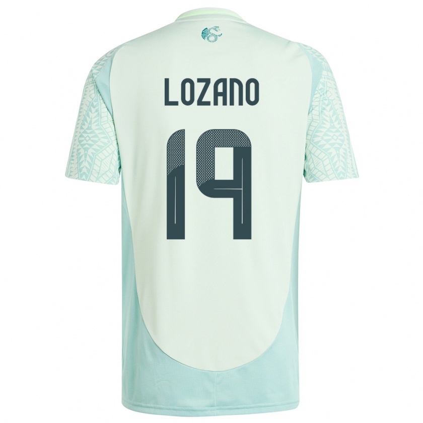 Kandiny Uomo Maglia Messico Esteban Lozano #19 Lino Verde Kit Gara Away 24-26 Maglietta