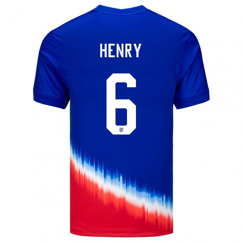 Kandiny Herren Vereinigte Staaten Kobi Henry #6 Blau Auswärtstrikot Trikot 24-26 T-Shirt Österreich