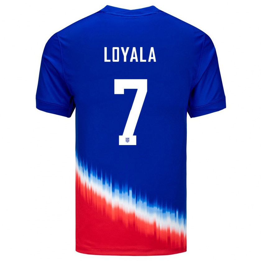 Kandiny Uomo Maglia Stati Uniti Favian Loyala #7 Blu Kit Gara Away 24-26 Maglietta