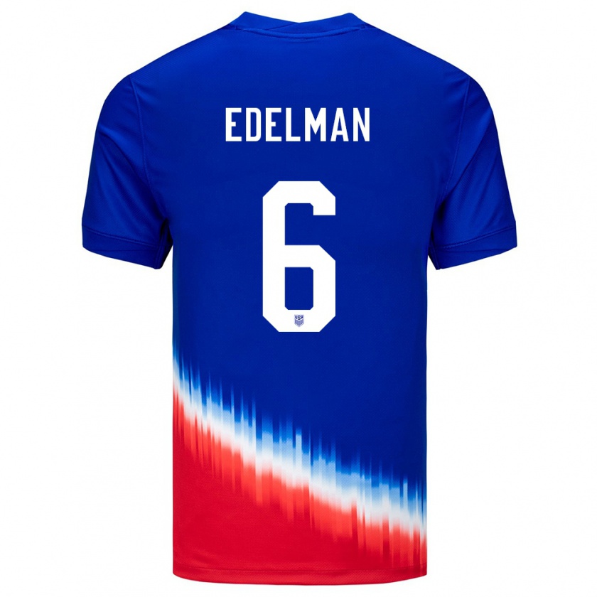 Kandiny Heren Verenigde Staten Daniel Edelman #6 Blauw Uitshirt Uittenue 24-26 T-Shirt België