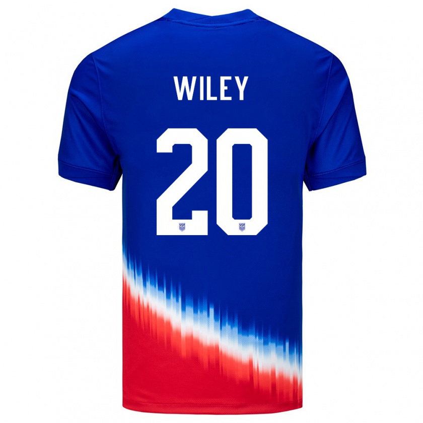 Kandiny Uomo Maglia Stati Uniti Caleb Wiley #20 Blu Kit Gara Away 24-26 Maglietta