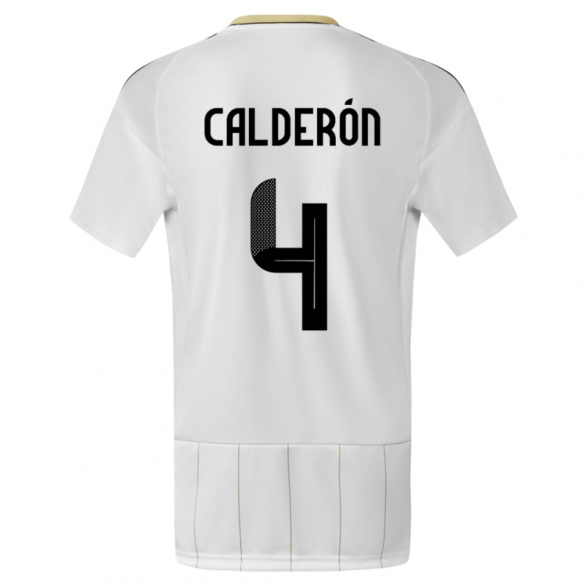 Kandiny Hombre Camiseta Costa Rica Brandon Calderon #4 Blanco 2ª Equipación 24-26 La Camisa