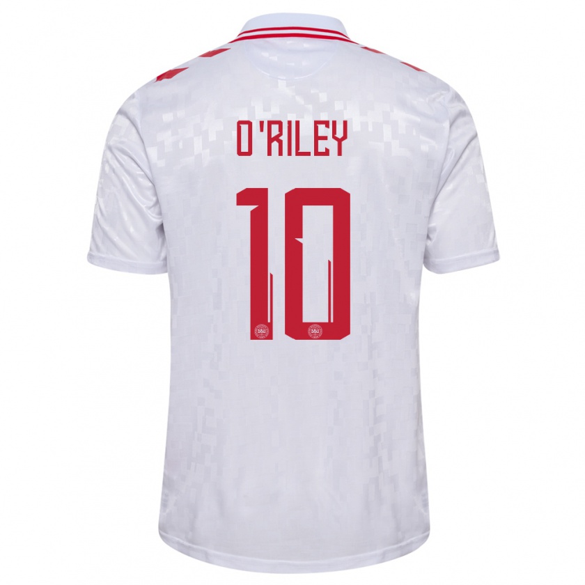 Kandiny Heren Denemarken Matt O'riley #10 Wit Uitshirt Uittenue 24-26 T-Shirt