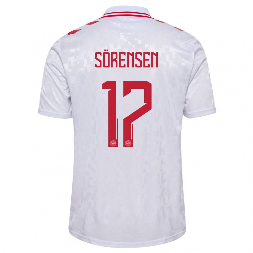 Kandiny Herren Dänemark Oliver Sörensen #17 Weiß Auswärtstrikot Trikot 24-26 T-Shirt Österreich