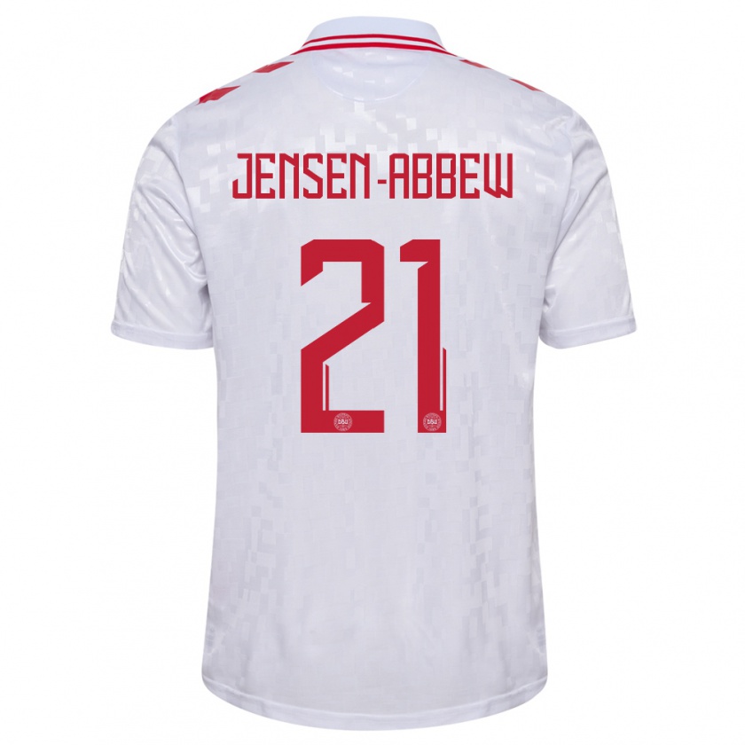 Kandiny Herren Dänemark Jonas Jensen-Abbew #21 Weiß Auswärtstrikot Trikot 24-26 T-Shirt Österreich