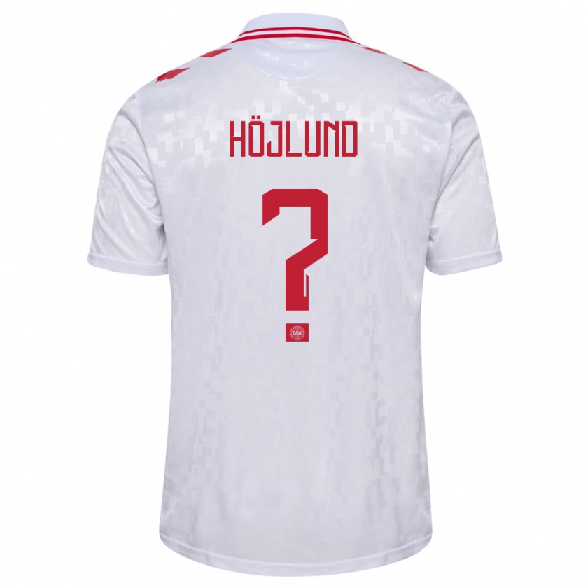 Kandiny Heren Denemarken Oscar Höjlund #0 Wit Uitshirt Uittenue 24-26 T-Shirt