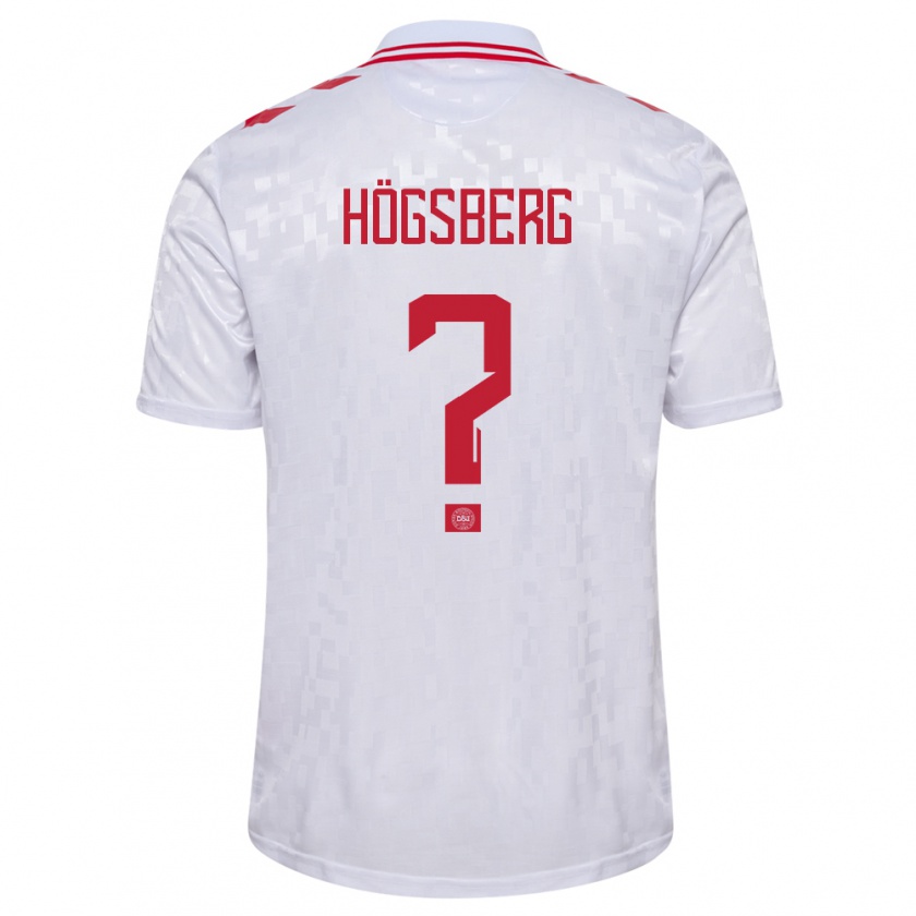 Kandiny Heren Denemarken Lucas Högsberg #0 Wit Uitshirt Uittenue 24-26 T-Shirt