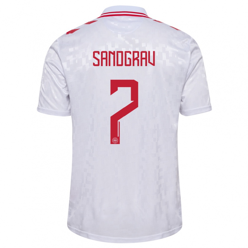 Kandiny Uomo Maglia Danimarca Lauge Sandgrav #7 Bianco Kit Gara Away 24-26 Maglietta