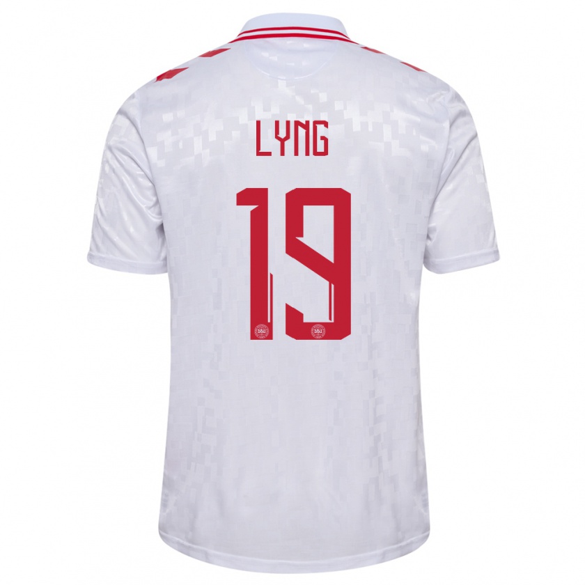 Kandiny Uomo Maglia Danimarca Alexander Lyng #19 Bianco Kit Gara Away 24-26 Maglietta