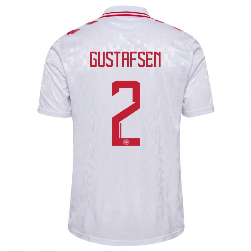 Kandiny Heren Denemarken Victor Gustafsen #2 Wit Uitshirt Uittenue 24-26 T-Shirt