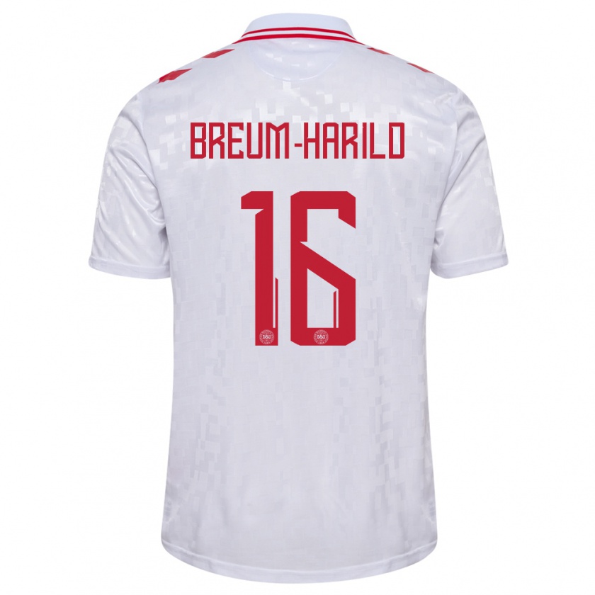 Kandiny Heren Denemarken Tobias Breum-Harild #16 Wit Uitshirt Uittenue 24-26 T-Shirt België