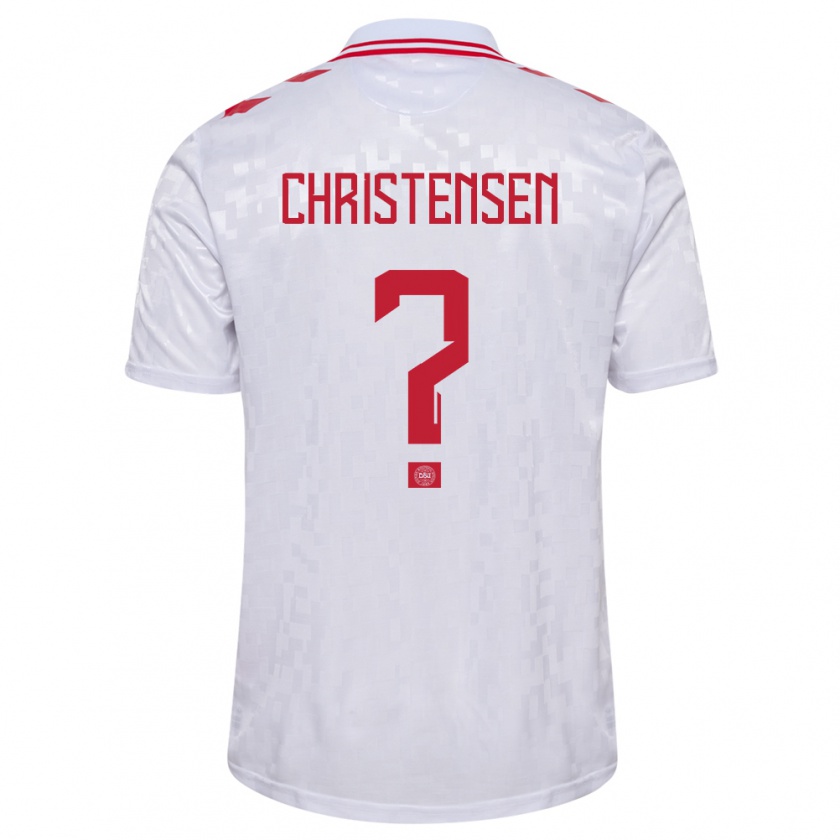 Kandiny Uomo Maglia Danimarca Sebastian Christensen #0 Bianco Kit Gara Away 24-26 Maglietta