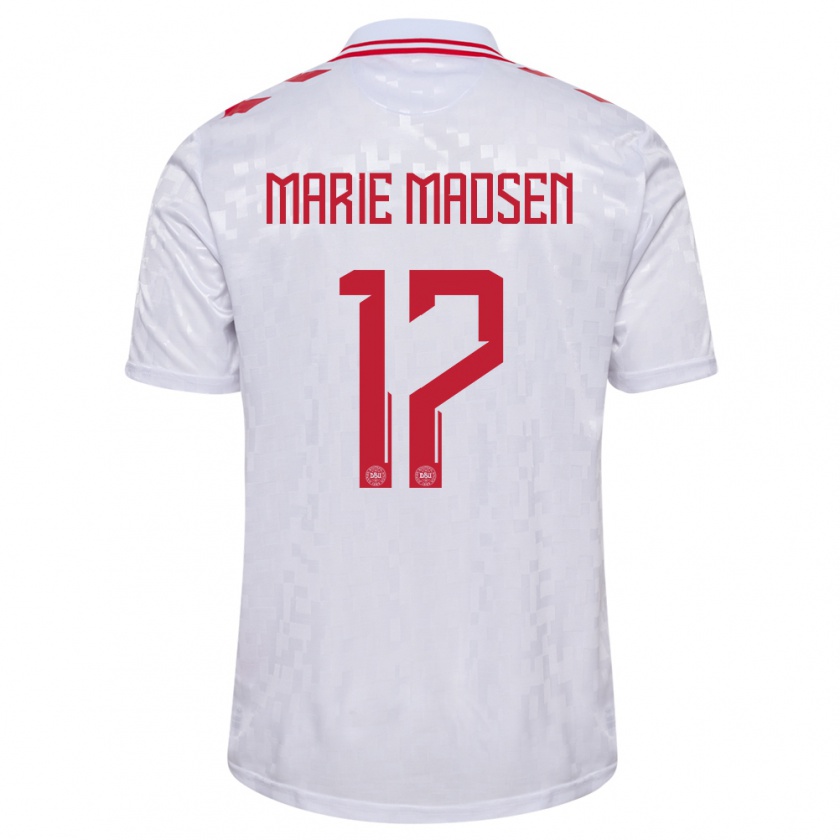 Kandiny Uomo Maglia Danimarca Rikke Marie Madsen #17 Bianco Kit Gara Away 24-26 Maglietta