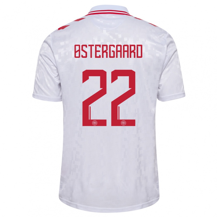 Kandiny Uomo Maglia Danimarca Maja Bay Østergaard #22 Bianco Kit Gara Away 24-26 Maglietta