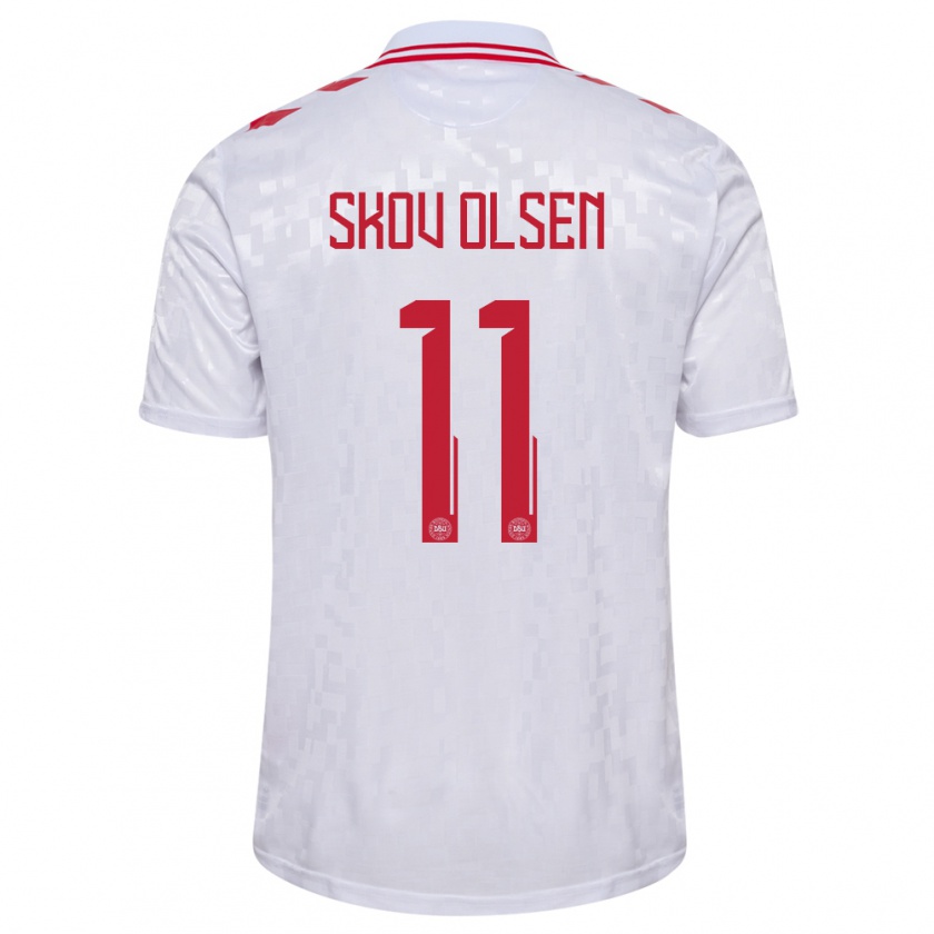 Kandiny Herren Dänemark Andreas Skov Olsen #11 Weiß Auswärtstrikot Trikot 24-26 T-Shirt Österreich