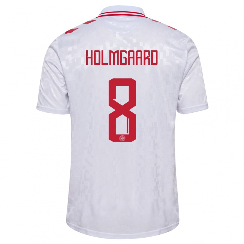 Kandiny Uomo Maglia Danimarca Sara Holmgaard #8 Bianco Kit Gara Away 24-26 Maglietta