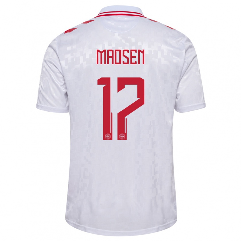 Kandiny Herren Dänemark Nicolas Madsen #17 Weiß Auswärtstrikot Trikot 24-26 T-Shirt Österreich