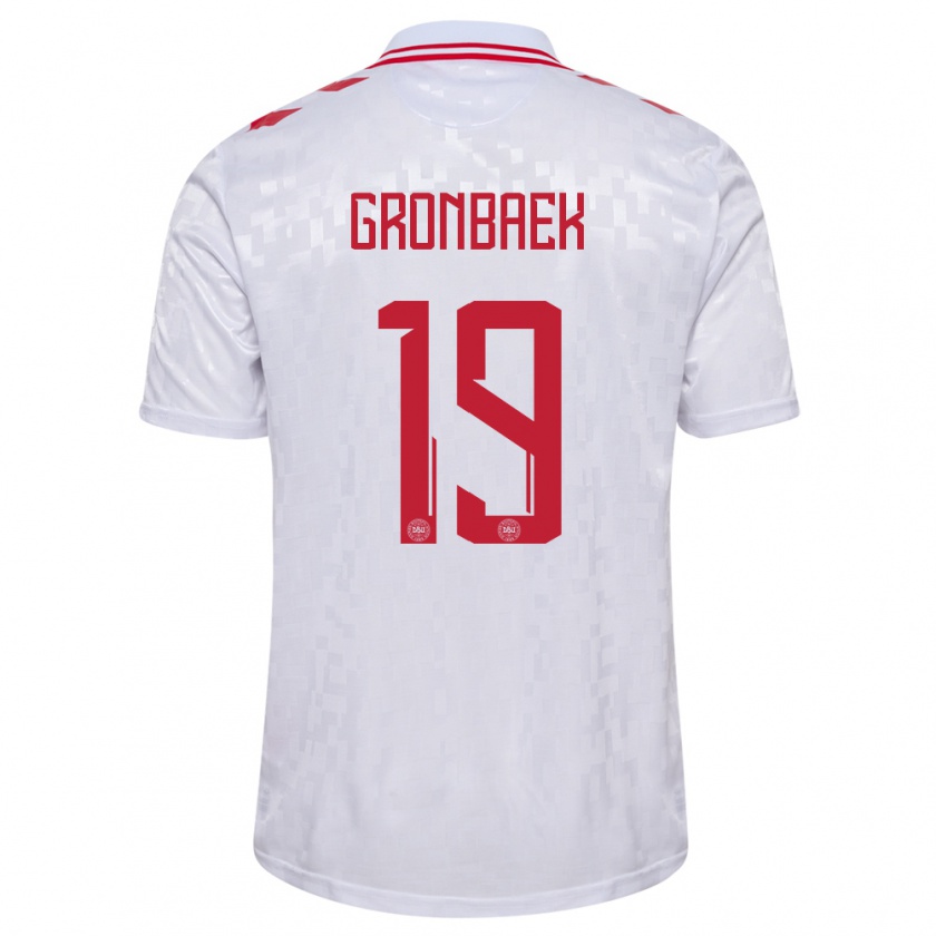 Kandiny Heren Denemarken Albert Gronbaek #19 Wit Uitshirt Uittenue 24-26 T-Shirt