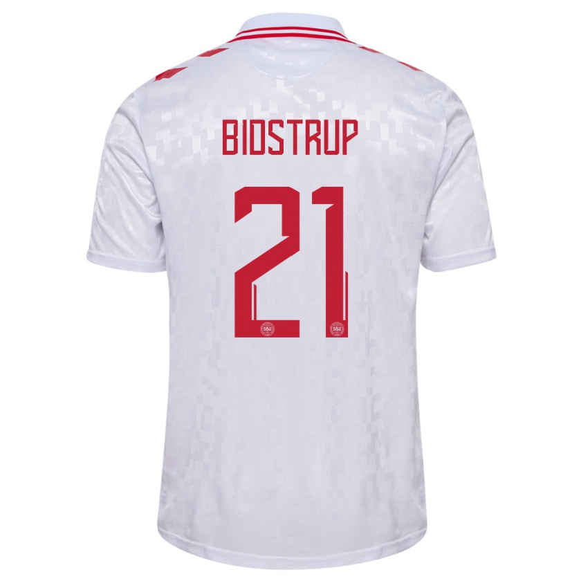 Kandiny Uomo Maglia Danimarca Mads Bidstrup #21 Bianco Kit Gara Away 24-26 Maglietta