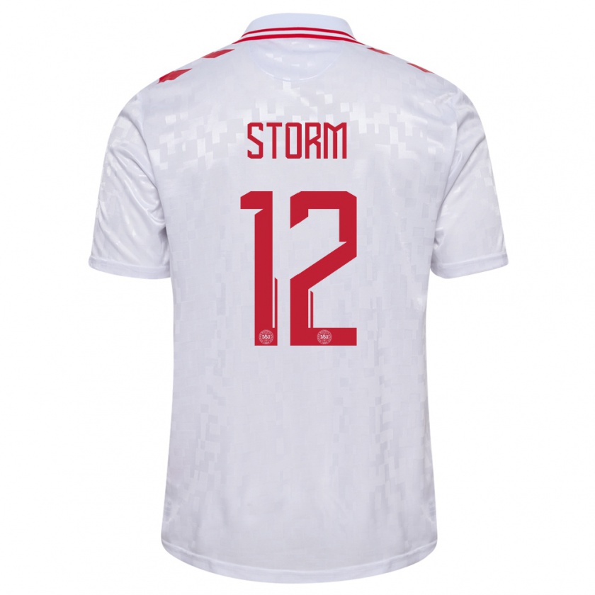 Kandiny Uomo Maglia Danimarca Tobias Storm #12 Bianco Kit Gara Away 24-26 Maglietta