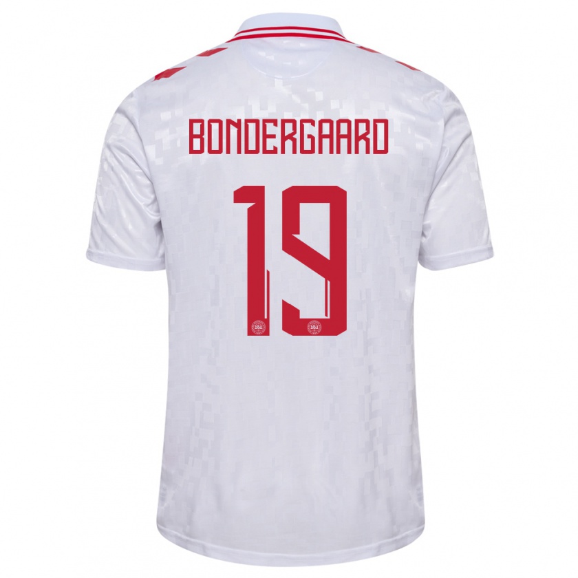 Kandiny Uomo Maglia Danimarca Asbjorn Bondergaard #19 Bianco Kit Gara Away 24-26 Maglietta