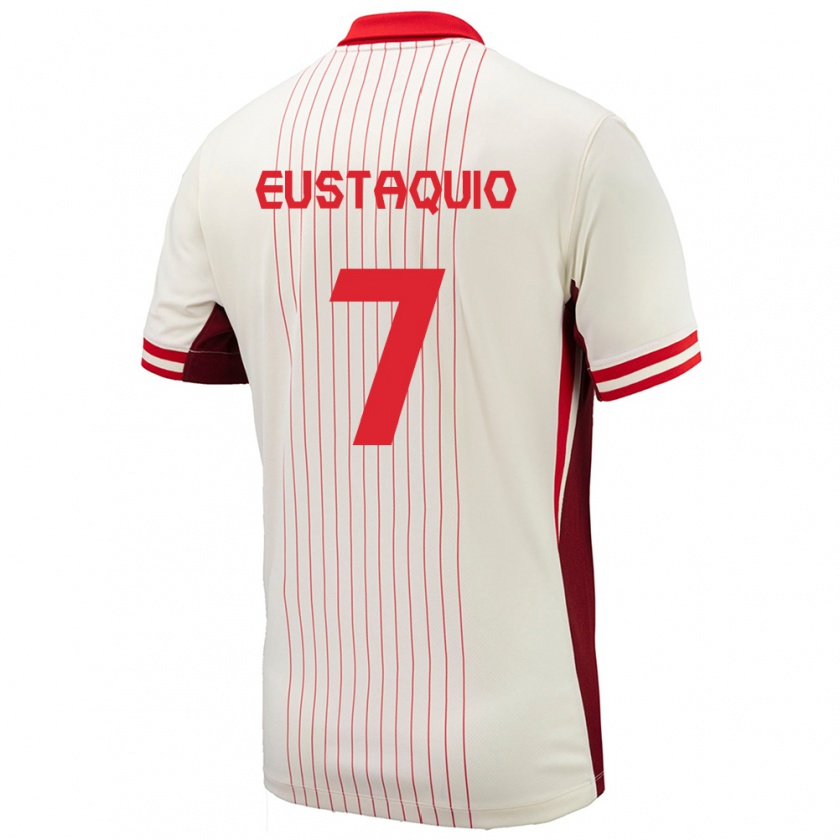 Kandiny Uomo Maglia Canada Stephen Eustáquio #7 Bianco Kit Gara Away 24-26 Maglietta