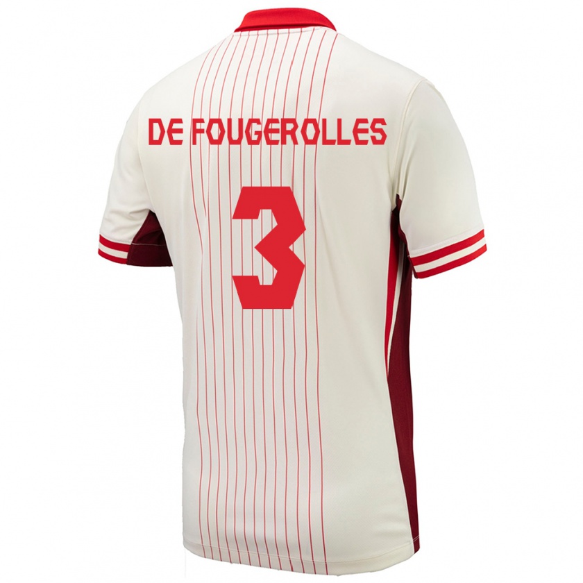 Kandiny Uomo Maglia Canada Luc De Fougerolles #3 Bianco Kit Gara Away 24-26 Maglietta