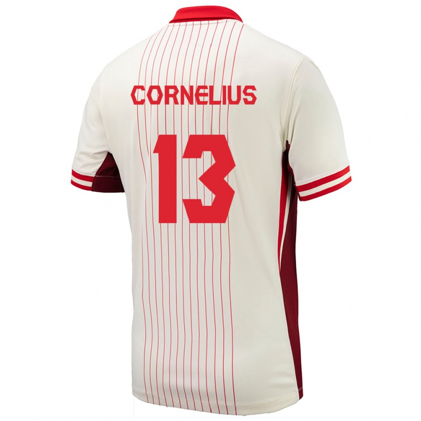 Kandiny Hombre Camiseta Canadá Derek Cornelius #13 Blanco 2ª Equipación 24-26 La Camisa