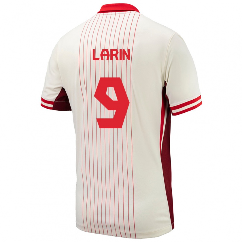 Kandiny Hombre Camiseta Canadá Cyle Larin #9 Blanco 2ª Equipación 24-26 La Camisa