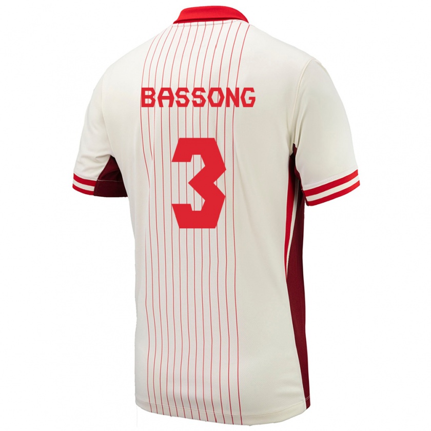 Kandiny Uomo Maglia Canada Zorhan Bassong #3 Bianco Kit Gara Away 24-26 Maglietta