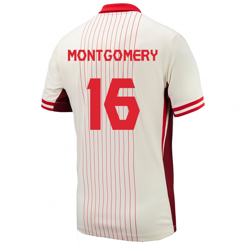 Kandiny Uomo Maglia Canada Callum Montgomery #16 Bianco Kit Gara Away 24-26 Maglietta