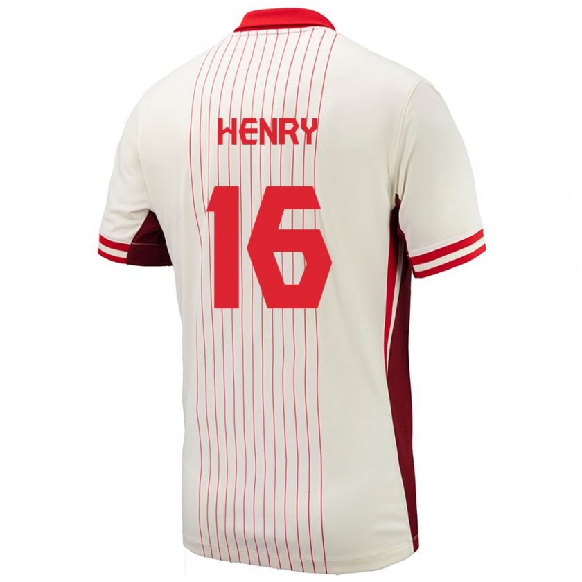 Kandiny Hombre Camiseta Canadá Maël Henry #16 Blanco 2ª Equipación 24-26 La Camisa