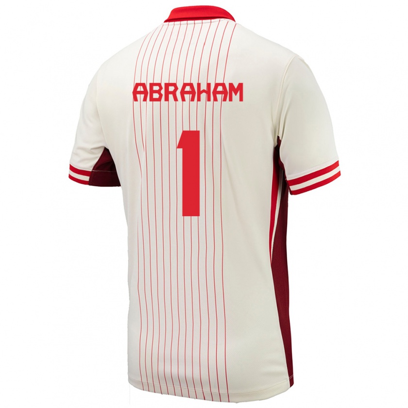 Kandiny Uomo Maglia Canada Nathaniel Abraham #1 Bianco Kit Gara Away 24-26 Maglietta