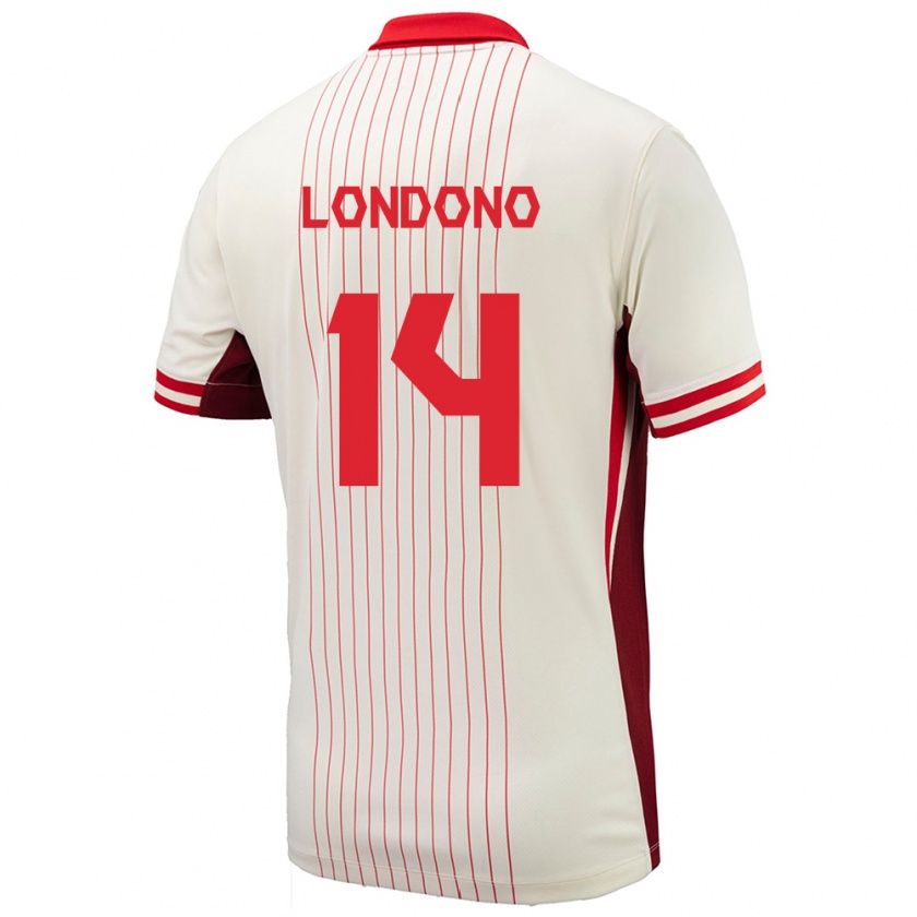 Kandiny Uomo Maglia Canada Tyler Londono #14 Bianco Kit Gara Away 24-26 Maglietta