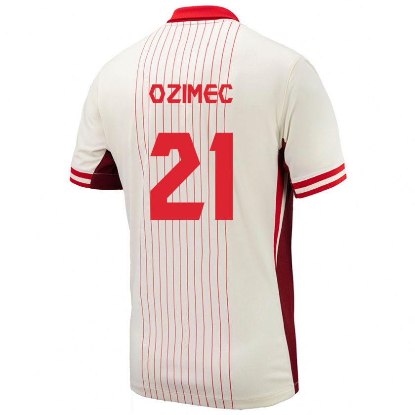 Kandiny Uomo Maglia Canada Lucas Ozimec #21 Bianco Kit Gara Away 24-26 Maglietta