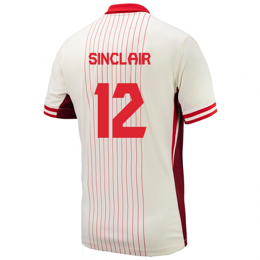 Kandiny Uomo Maglia Canada Christine Sinclair #12 Bianco Kit Gara Away 24-26 Maglietta