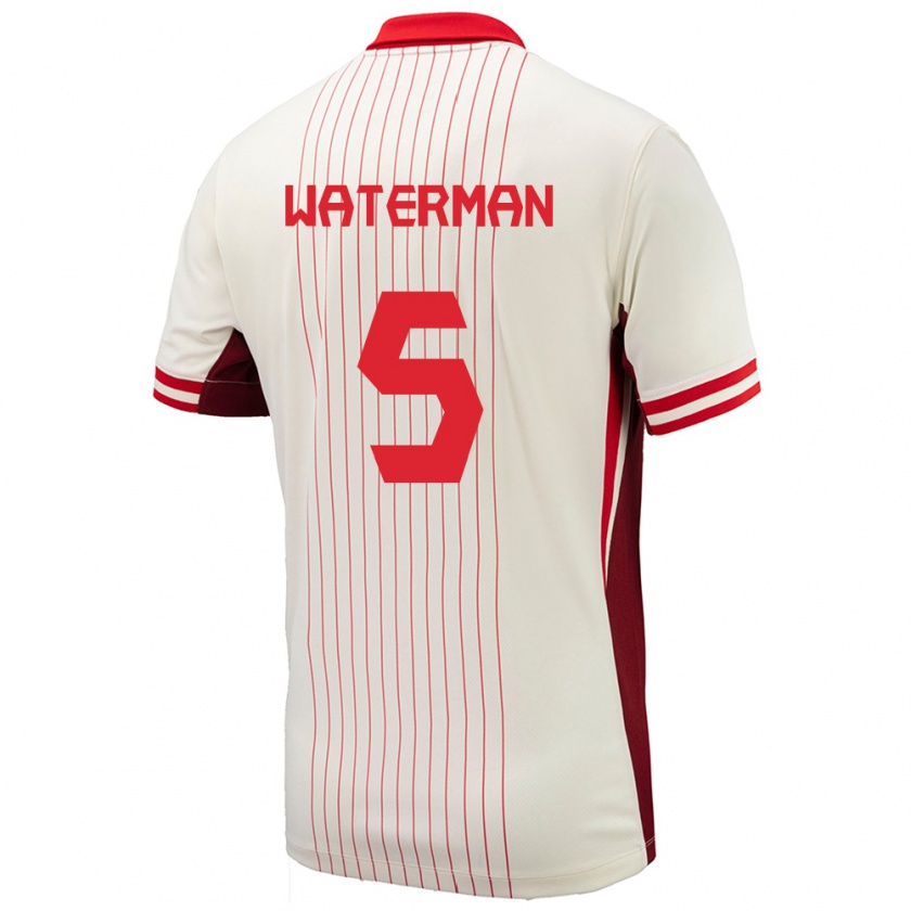 Kandiny Uomo Maglia Canada Joel Waterman #5 Bianco Kit Gara Away 24-26 Maglietta