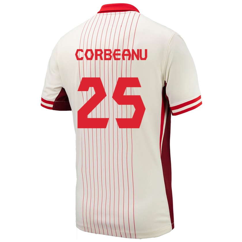 Kandiny Hombre Camiseta Canadá Theo Corbeanu #25 Blanco 2ª Equipación 24-26 La Camisa